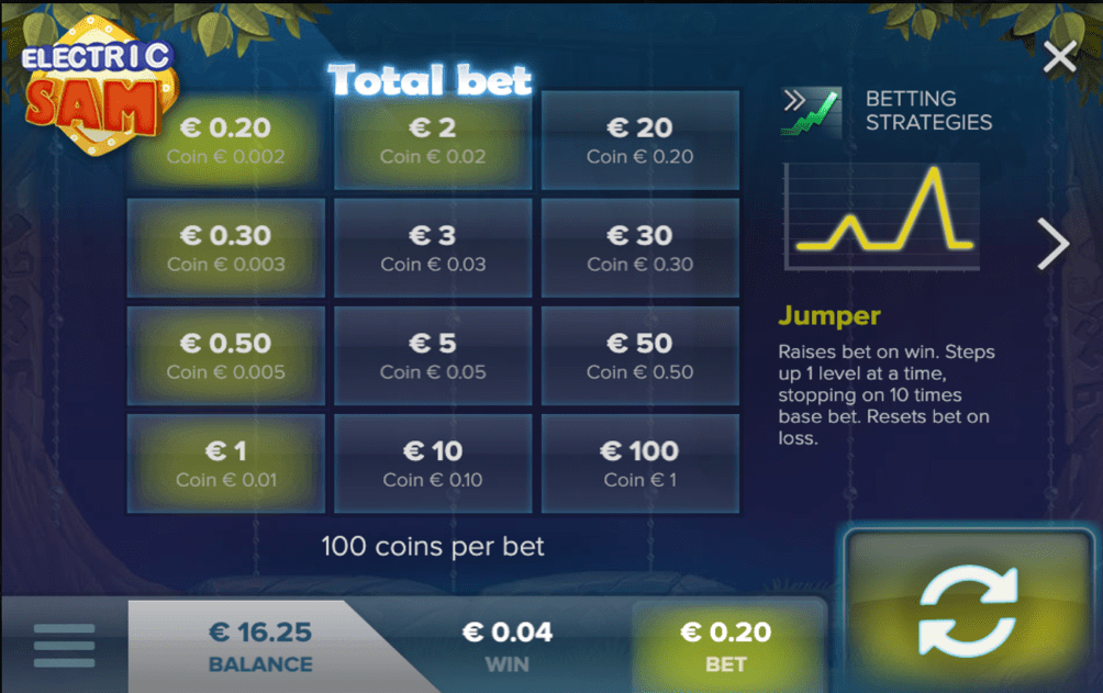 Play Electric Sam at Mr. Play Casino